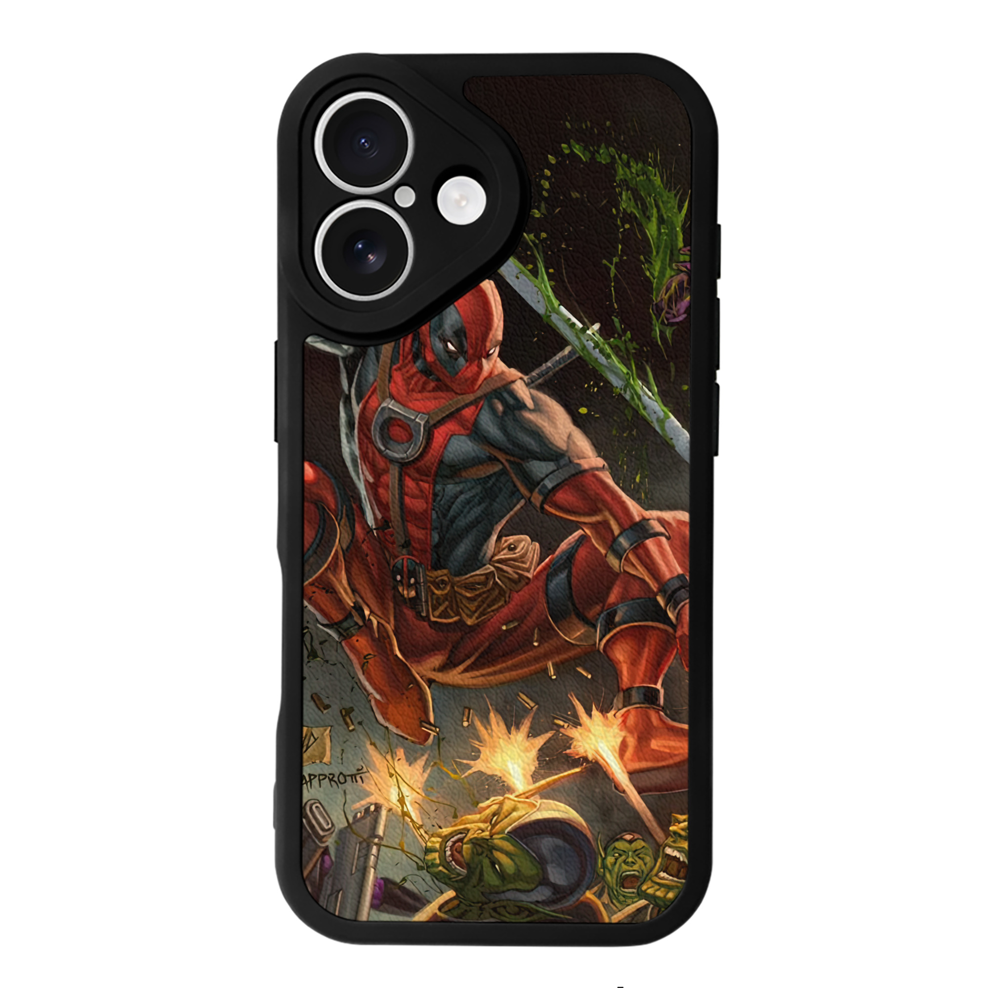 （画像用） Deadpool デッドプール 【iPhone 16シリーズ対応】シリコンスマホケース（レザー調） 材質：シリコン